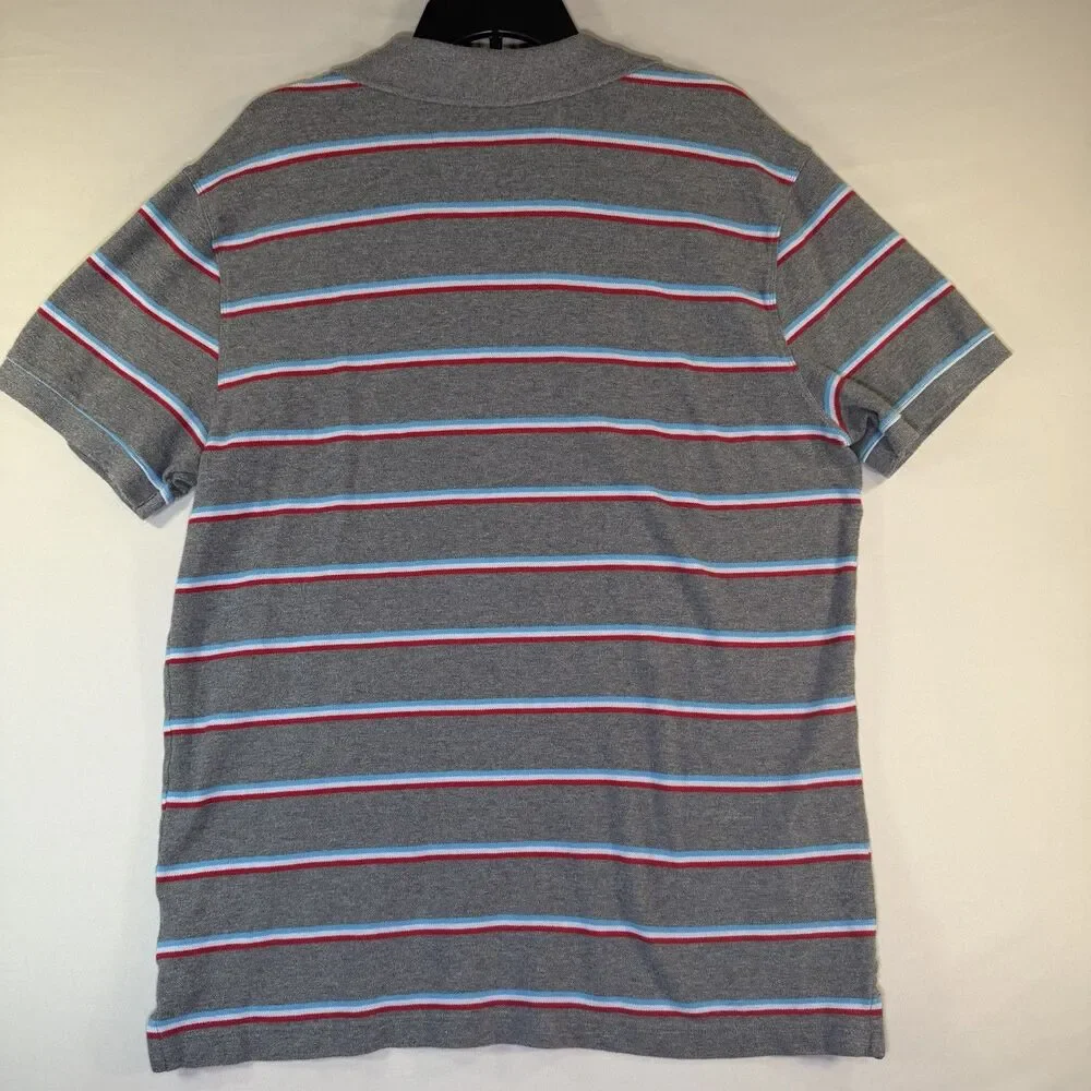 BANANA REPUBLIC Men's Gray Striped Short Sleeve Polo Shirt sz XL